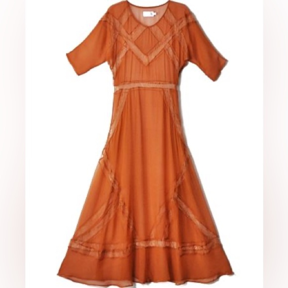 Shakuhachi Lace Terra Cotta Maxi Dress, Size 4